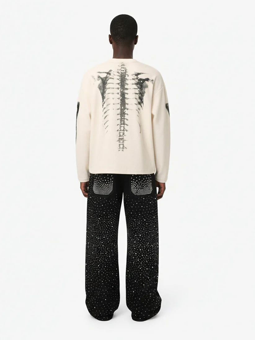 Skeleton Graphic Waffle Sweatshirt - 2495