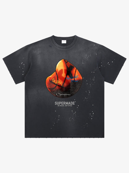 Supermade Abstract Basketball Texture Graphic T-Shirt