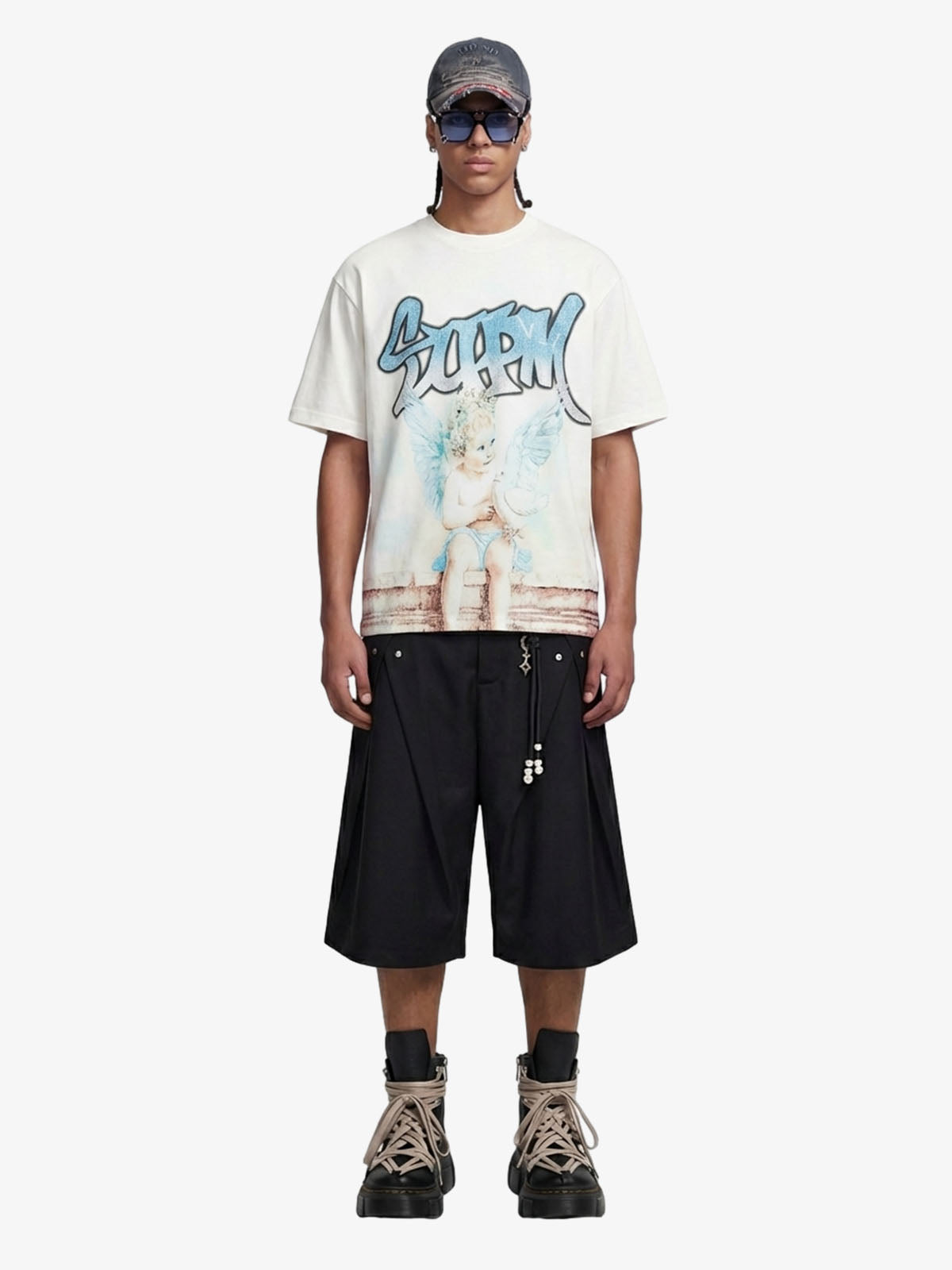 Retro Street Peace Dove Angel Rhinestone T-Shirt