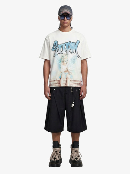 Retro Street Peace Dove Angel Rhinestone T-Shirt