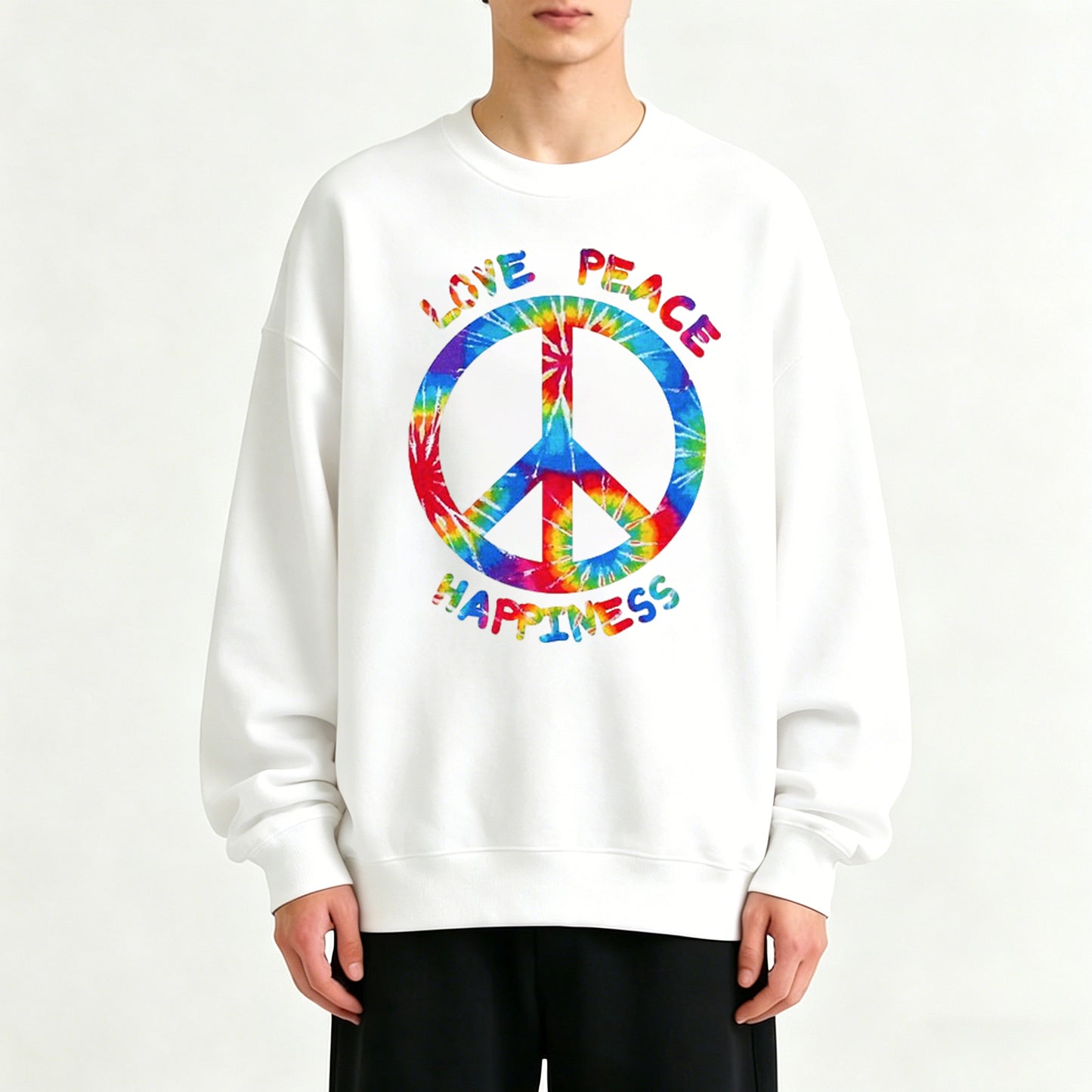 Classic Retro Peace And Love Print Sweatshirt