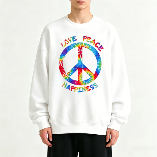 Classic Retro Peace And Love Print Sweatshirt