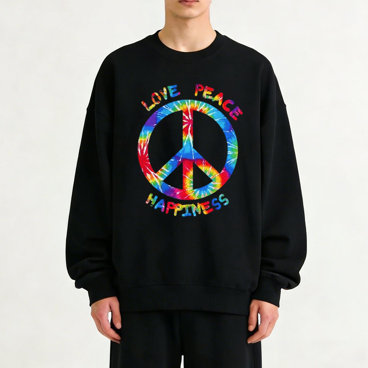 Classic Retro Peace And Love Print Sweatshirt