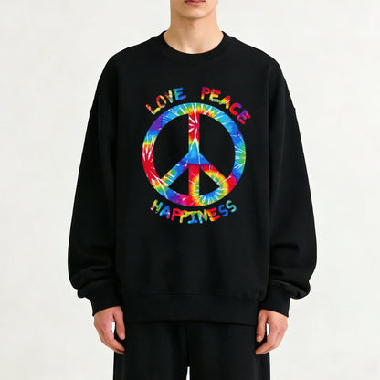 Classic Retro Peace And Love Print Sweatshirt