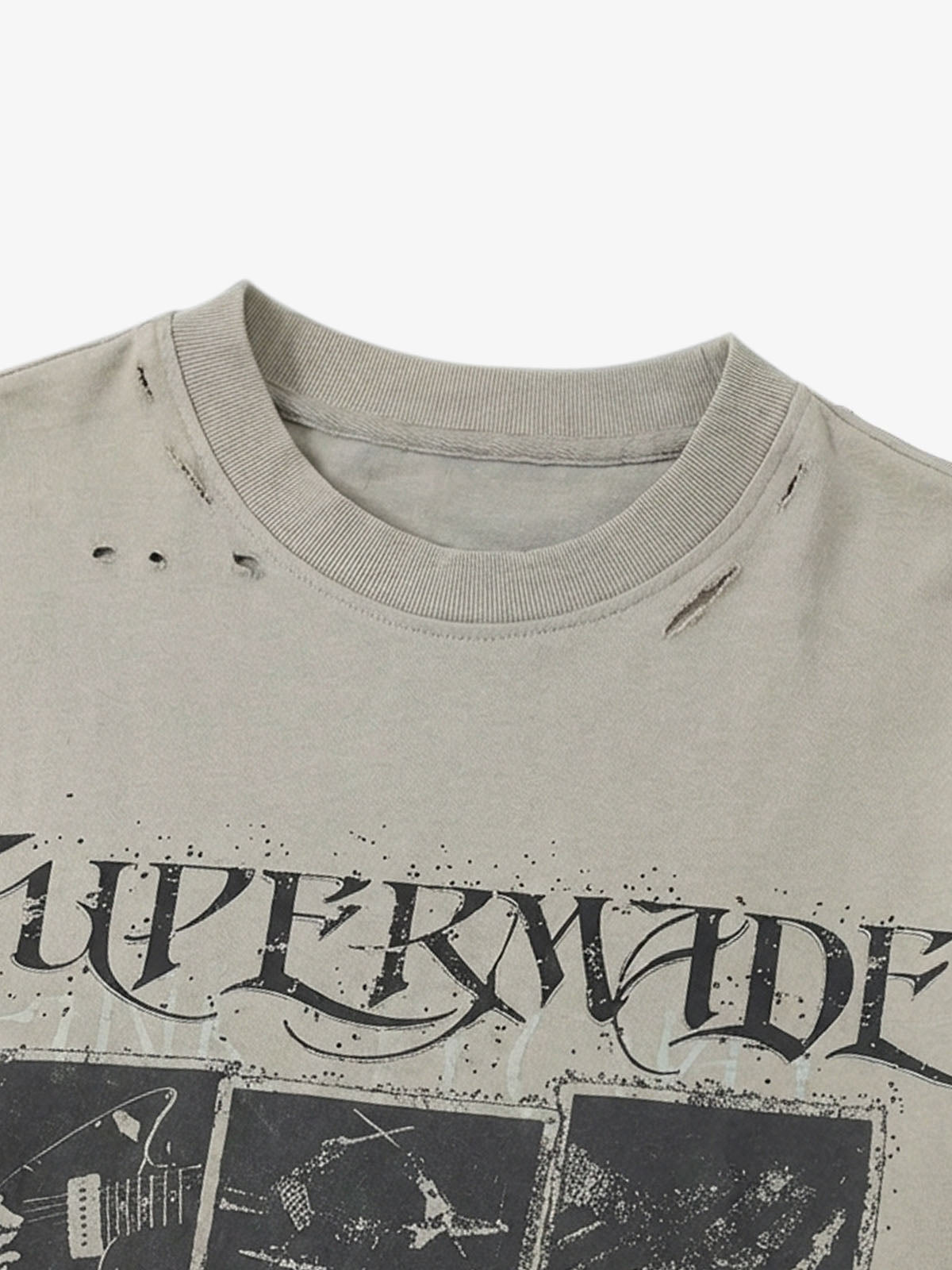 Jersey Distressed Faux Camouflage Two-Piece Graphic T-Shirt - 2420