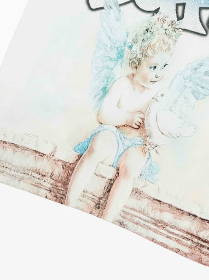 Retro Street Peace Dove Angel Rhinestone T-Shirt