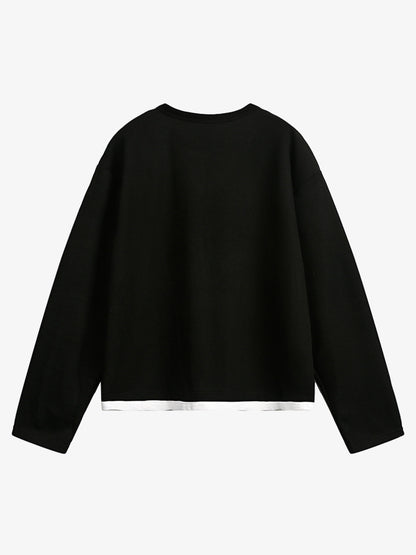 Layered Crewneck Star Print Long-Sleeve T-Shirt