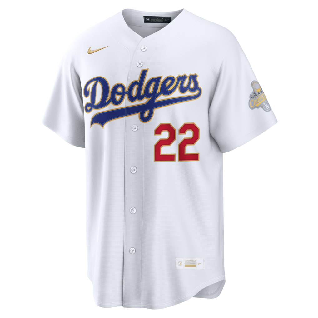 Los Angeles Dodgers Clayton Kershaw Nike White 2026 Gold Collection Stadium Jersey