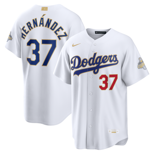 Men's Los Angeles Dodgers Teoscar Hernández Nike White 2026 Gold Collection Stadium Jersey