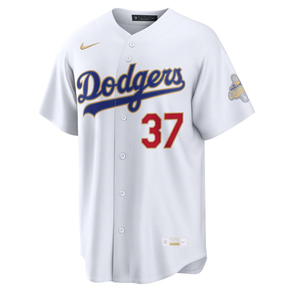 Men's Los Angeles Dodgers Teoscar Hernández Nike White 2026 Gold Collection Stadium Jersey