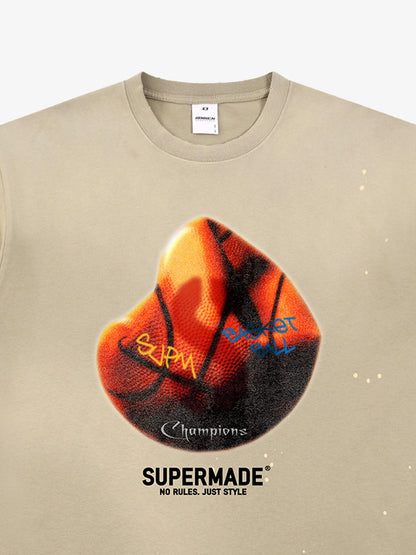 Supermade Abstract Basketball Texture Graphic T-Shirt
