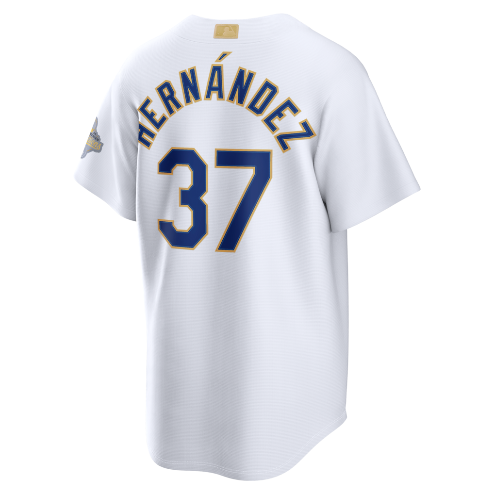 Men's Los Angeles Dodgers Teoscar Hernández Nike White 2026 Gold Collection Stadium Jersey