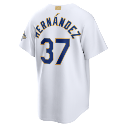 Men's Los Angeles Dodgers Teoscar Hernández Nike White 2026 Gold Collection Stadium Jersey