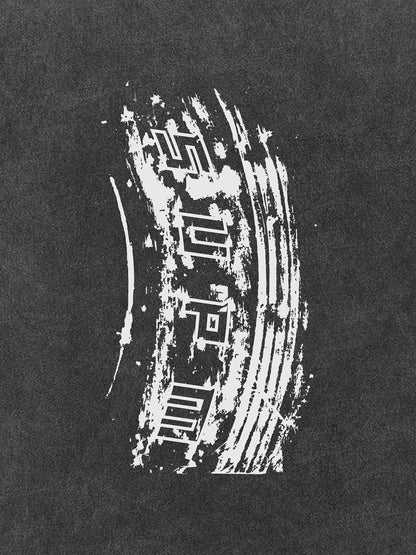 Tire Print Lettering T-Shirt