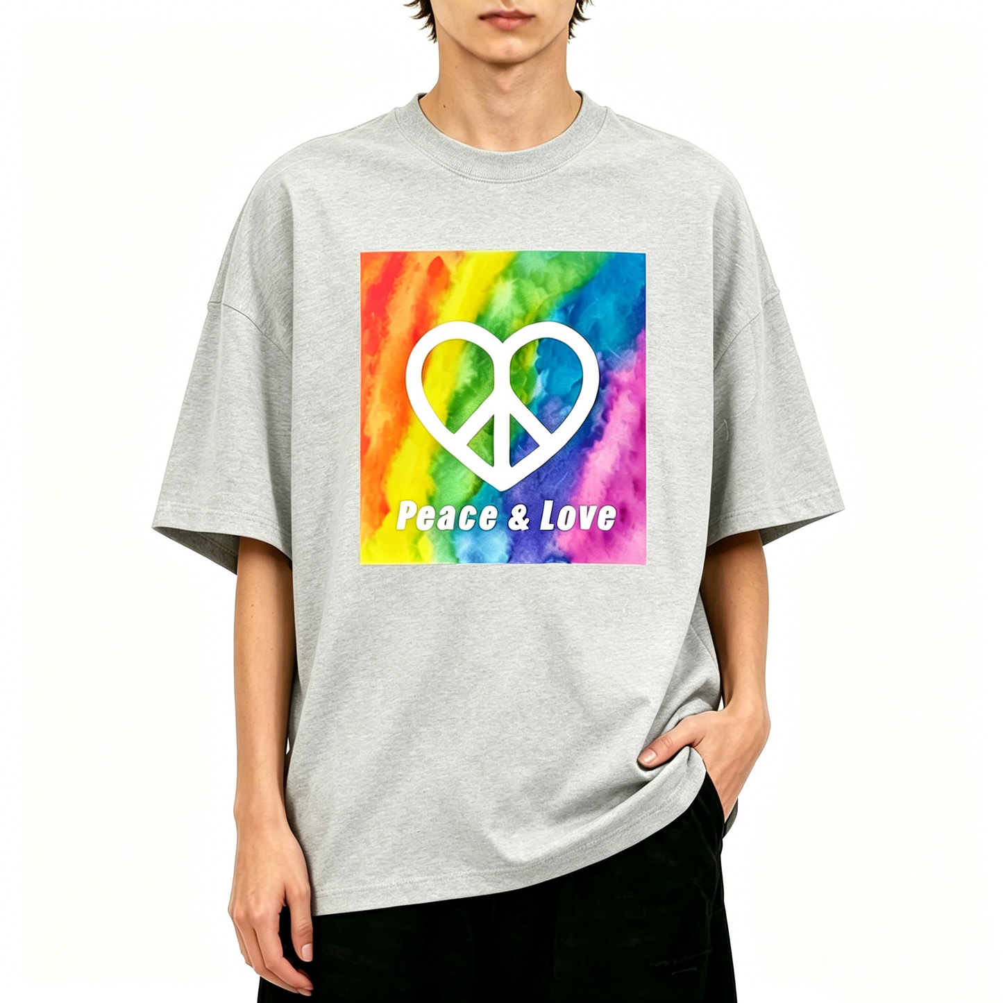 Peace And Love Print Short Sleeve T-Shirt