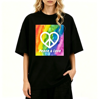 Peace And Love Print Short Sleeve T-Shirt