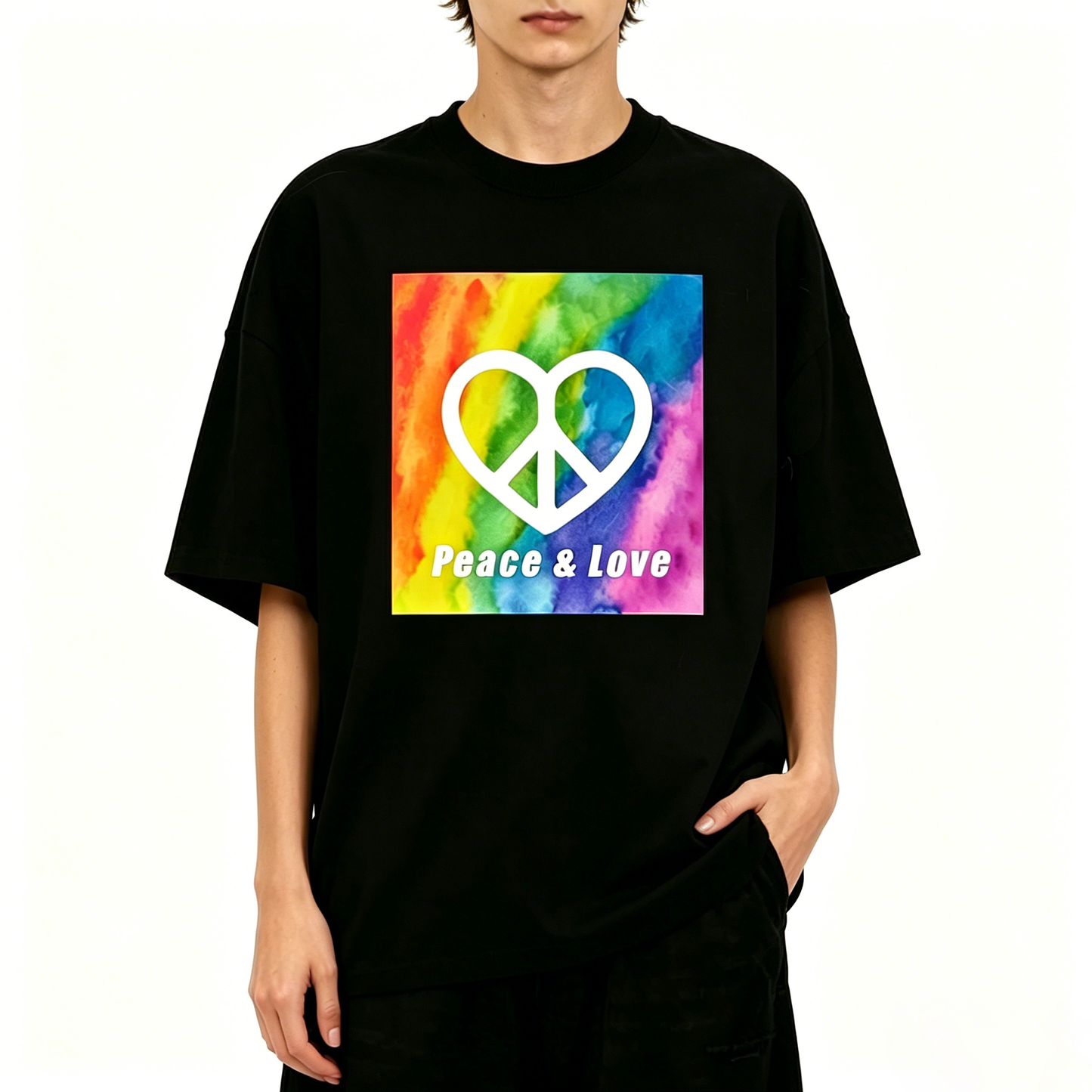 Peace And Love Print Short Sleeve T-Shirt