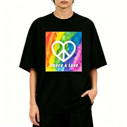 Peace And Love Print Short Sleeve T-Shirt