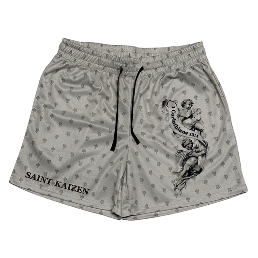 1 Corinthians 13:1 Mesh Shorts - Gray