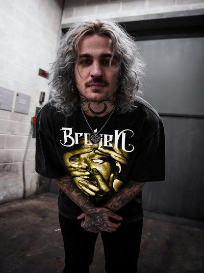 Dark Gothic Hip-Hop Graphic T-Shirt