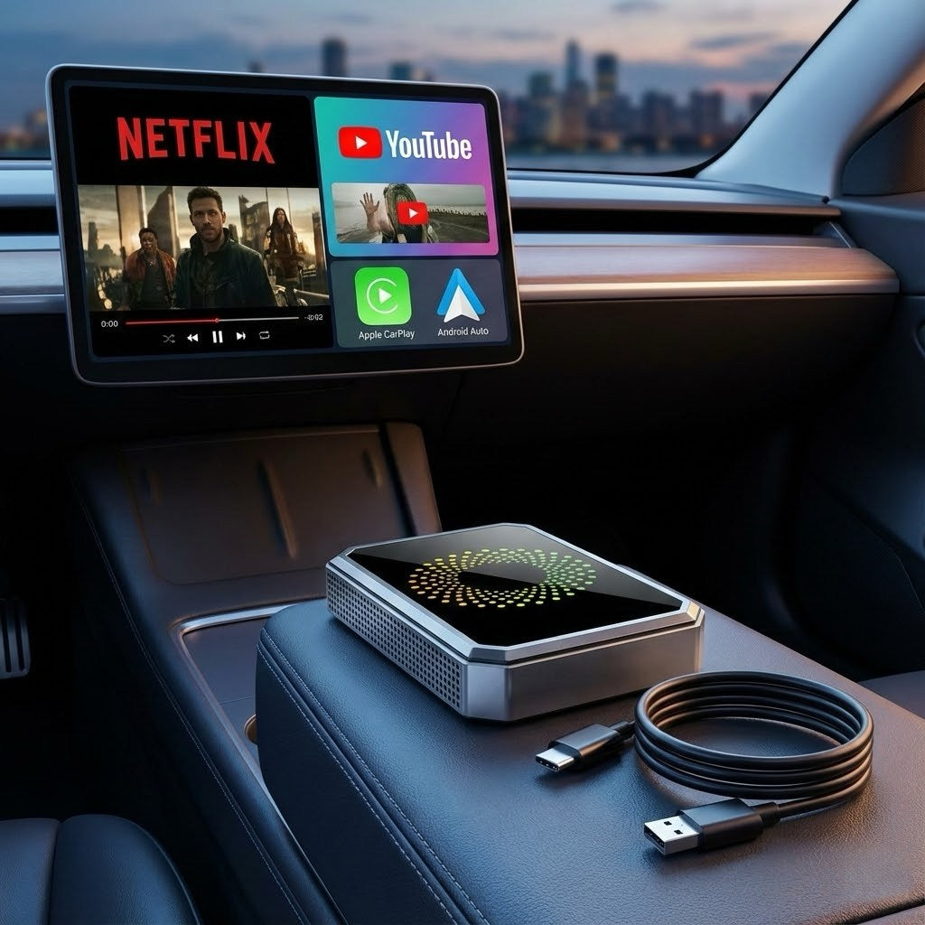 Turn Your Car Screen into a Smart Cinema: Netflix, YouTube & Wireless CarPlay in One Box.