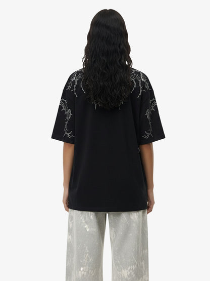 Thorn Embroidery Suede T-Shirt