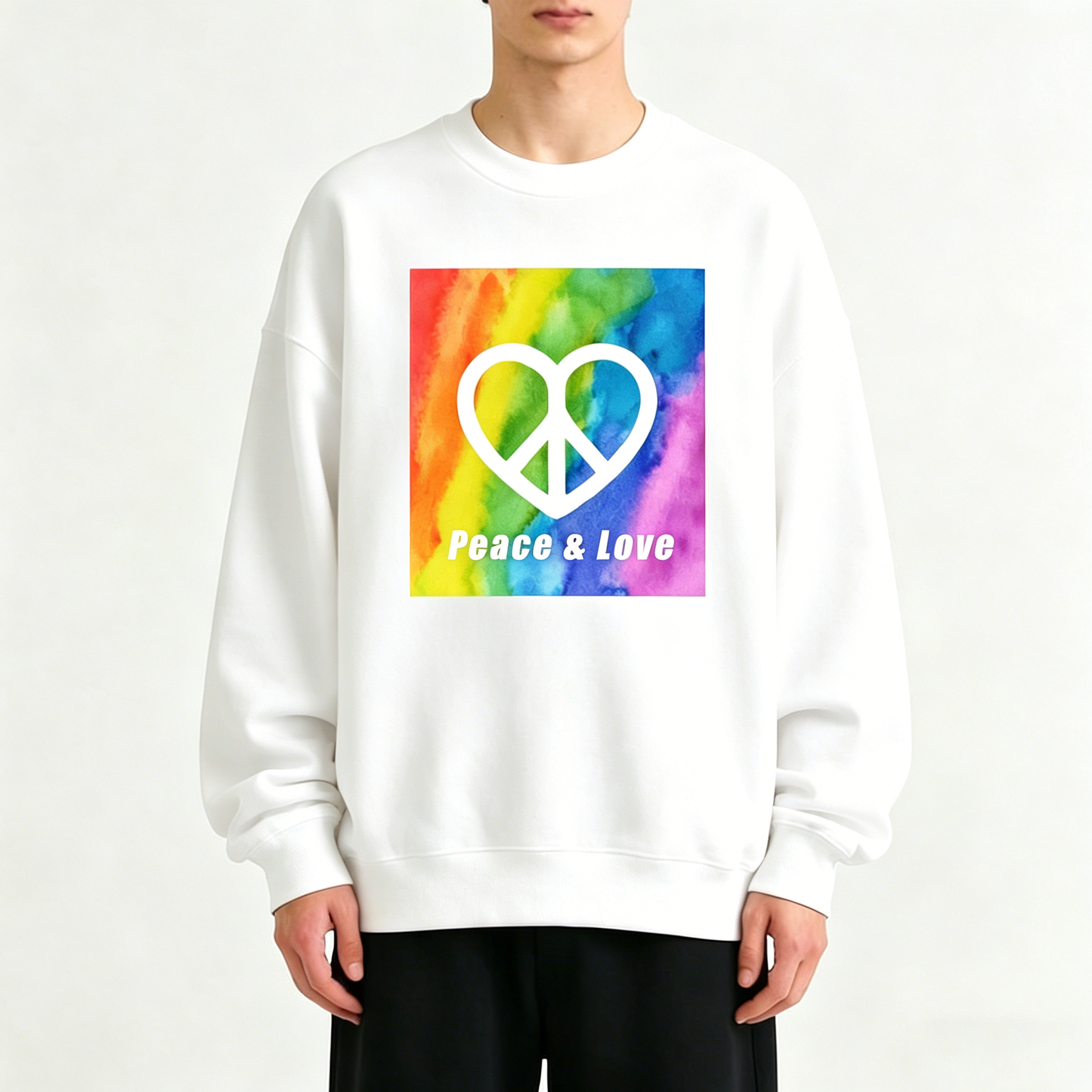 Peace And Love Print Sweatshirt