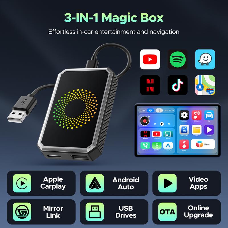 Turn Your Car Screen into a Smart Cinema: Netflix, YouTube & Wireless CarPlay in One Box.