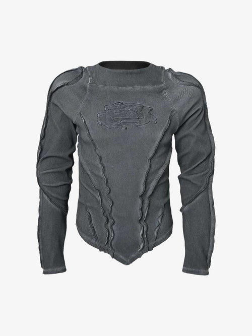 Vintage Washed Sculpted Seam Ribbed Long Sleeve T-Shirt