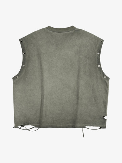 Distressed SUPM.CO Soccer Graphic Sleeveless T-Shirt