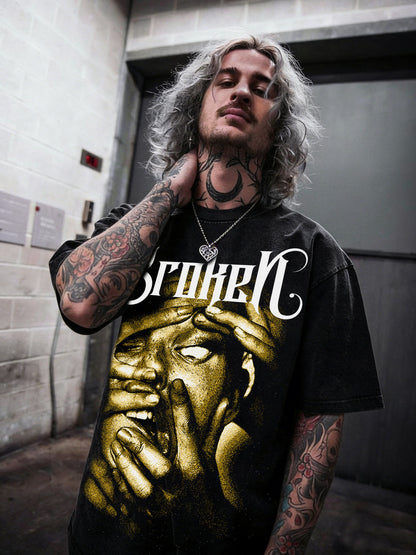 Dark Gothic Hip-Hop Graphic T-Shirt