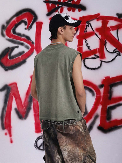 Distressed SUPM.CO Soccer Graphic Sleeveless T-Shirt