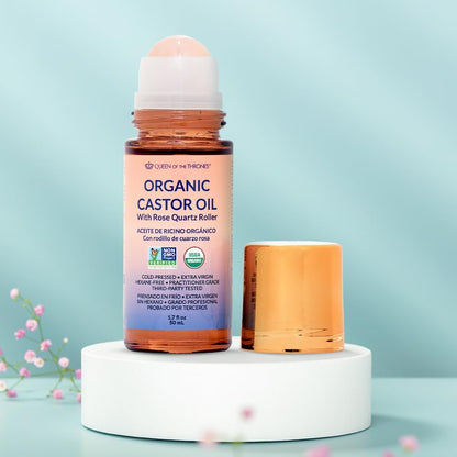 Less Mess, More Glow: Organic Castor Oil With Rose Quartz Roll-On