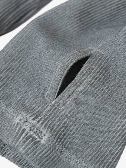 Vintage Washed Sculpted Seam Ribbed Long Sleeve T-Shirt