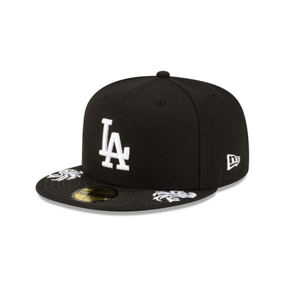Los Angeles Dodgers Script Black and White 59FIFTY Fitted Hat