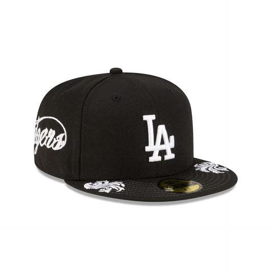 Los Angeles Dodgers Script Black and White 59FIFTY Fitted Hat