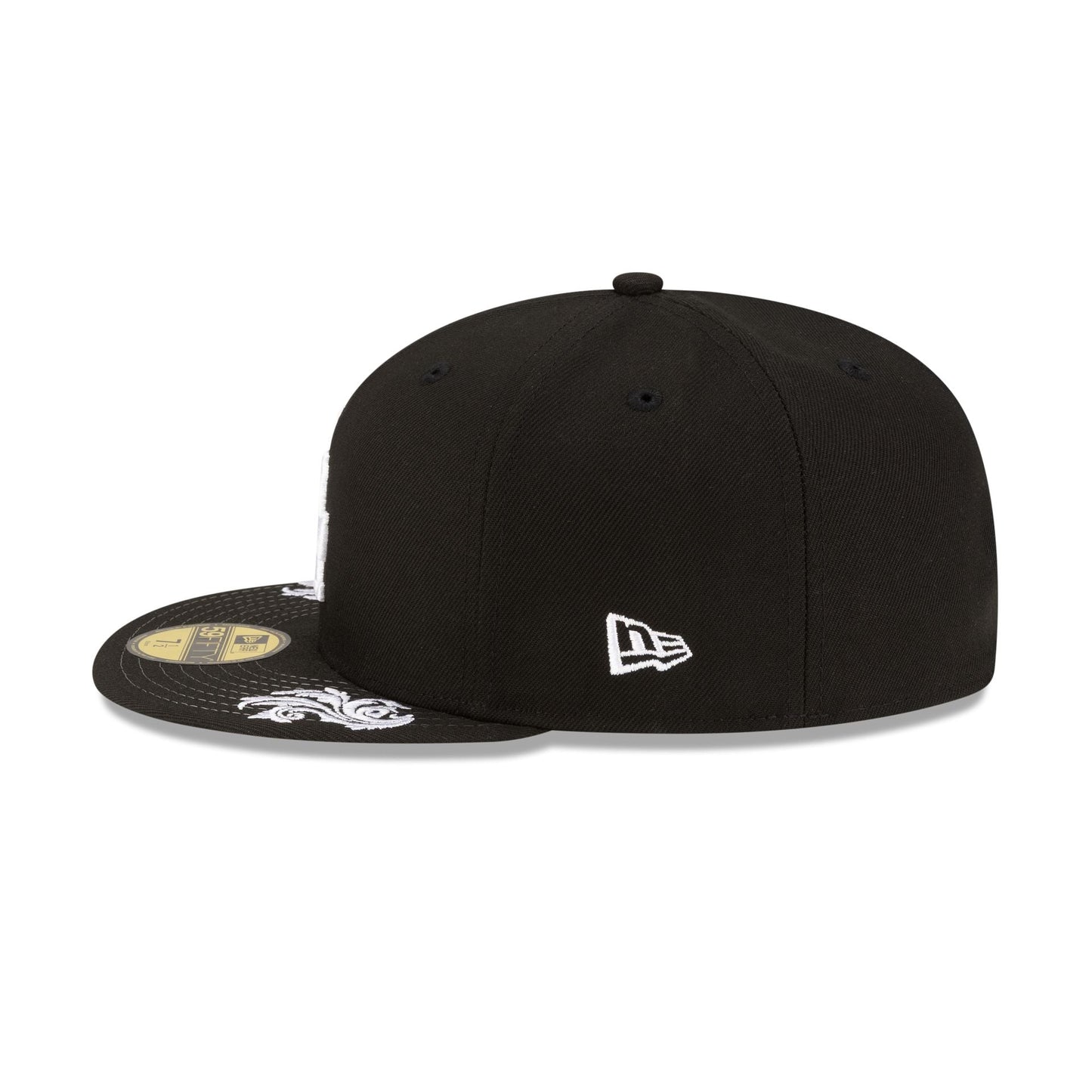 Los Angeles Dodgers Script Black and White 59FIFTY Fitted Hat