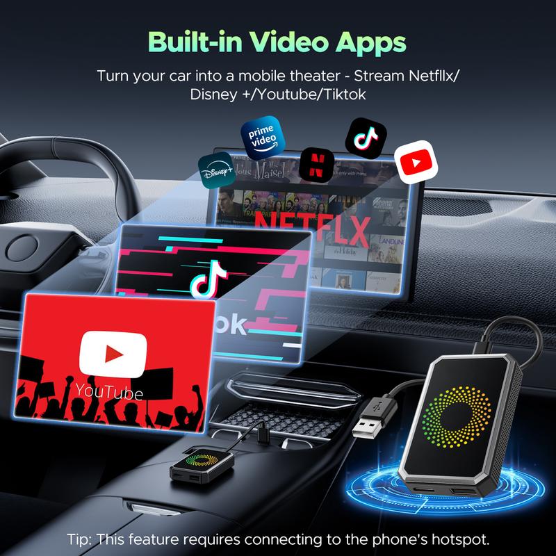 Turn Your Car Screen into a Smart Cinema: Netflix, YouTube & Wireless CarPlay in One Box.