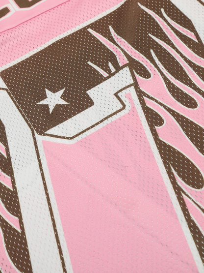Pink Flame Print Jersey T-shirt - 2390