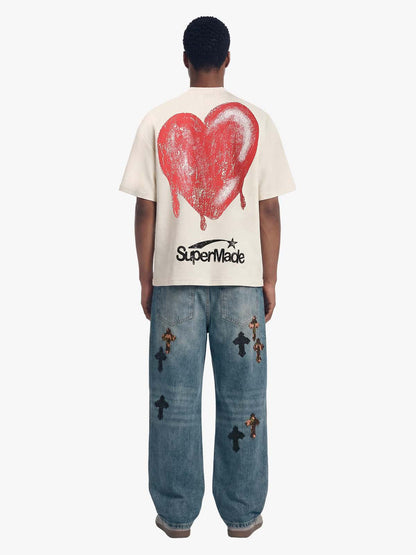 Skeleton & Melted Heart Graphic Waffle Knit T-Shirt