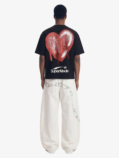Skeleton & Melted Heart Graphic Waffle Knit T-Shirt