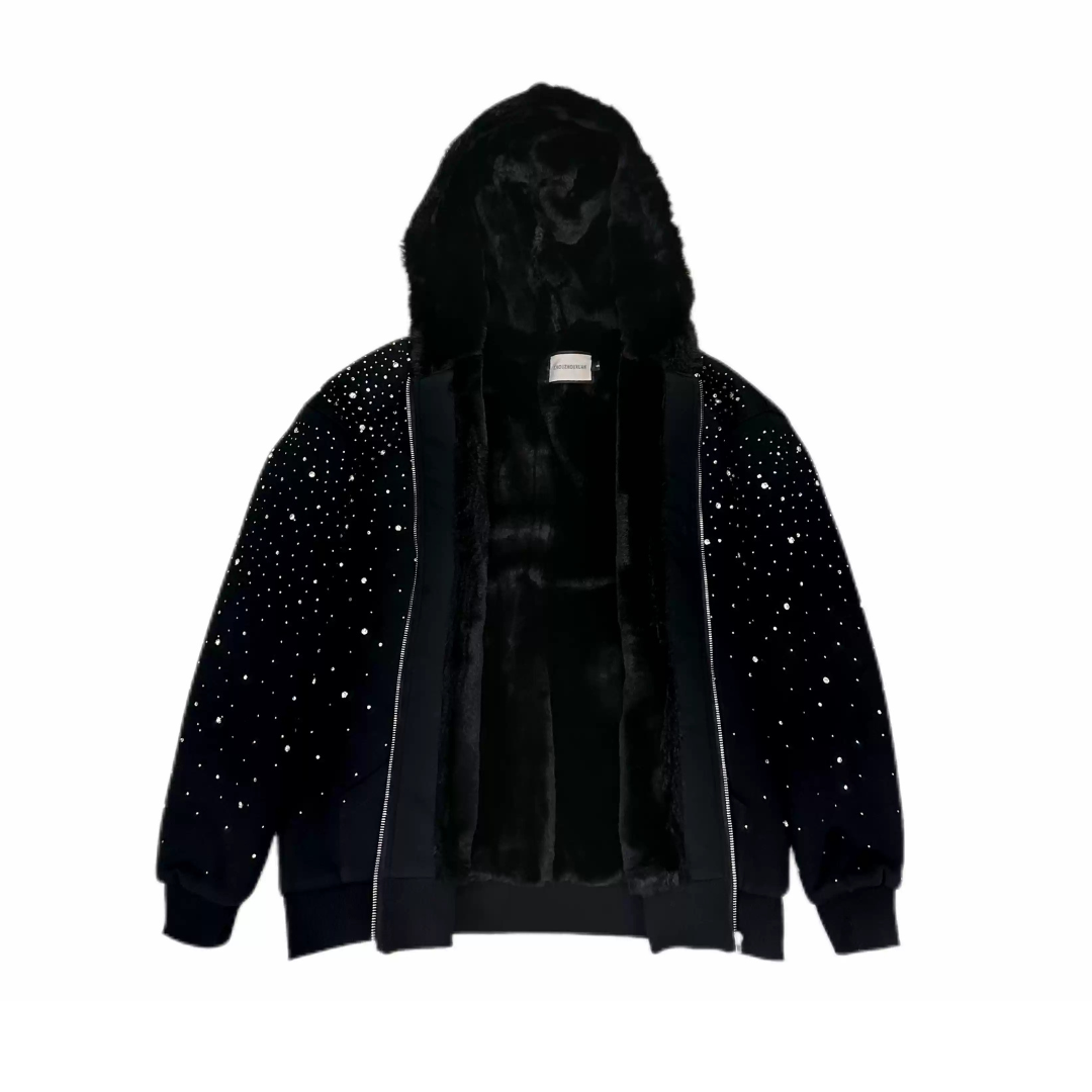Rhinestone Galaxy Zip Up (Fur Lined)