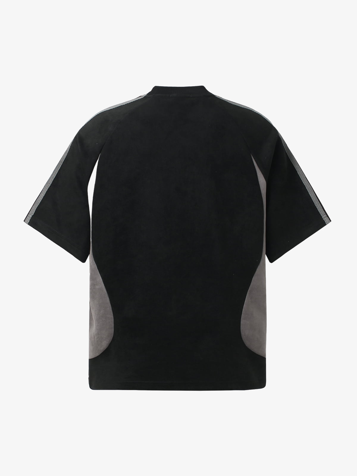 Suede Panel SUPERMADE Embroidered Short Sleeve T-Shirt - 2616