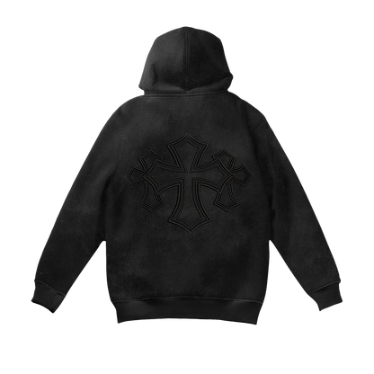 Cross 3D Embroidery Zip Up Hoodie