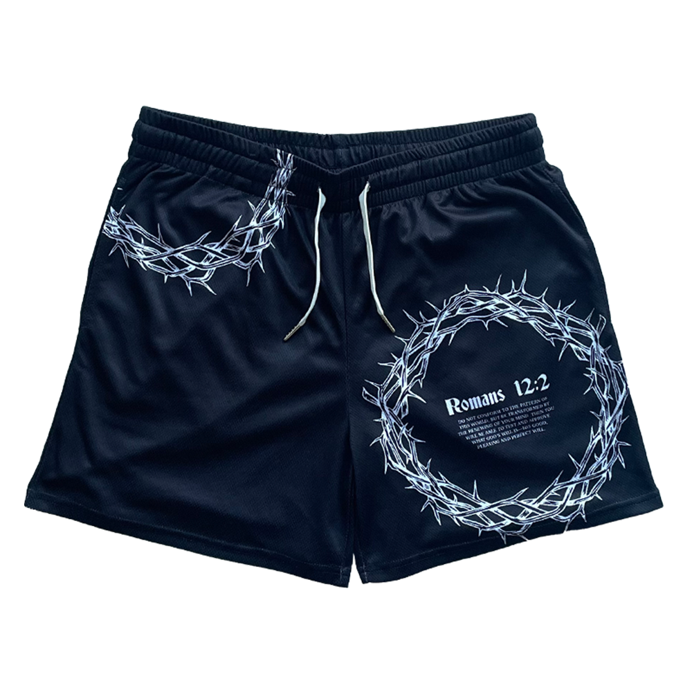 Crown of Thorns Mesh Shorts - Black