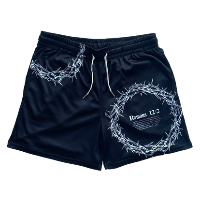 Crown of Thorns Mesh Shorts - Black