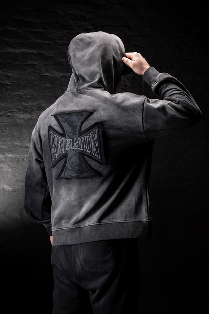 Crusader Cross Hoodie - Acid Wash