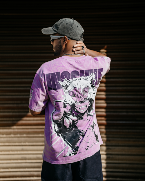 Inosuke "King Of Mountains" Acid Washed Oversized Tshirt