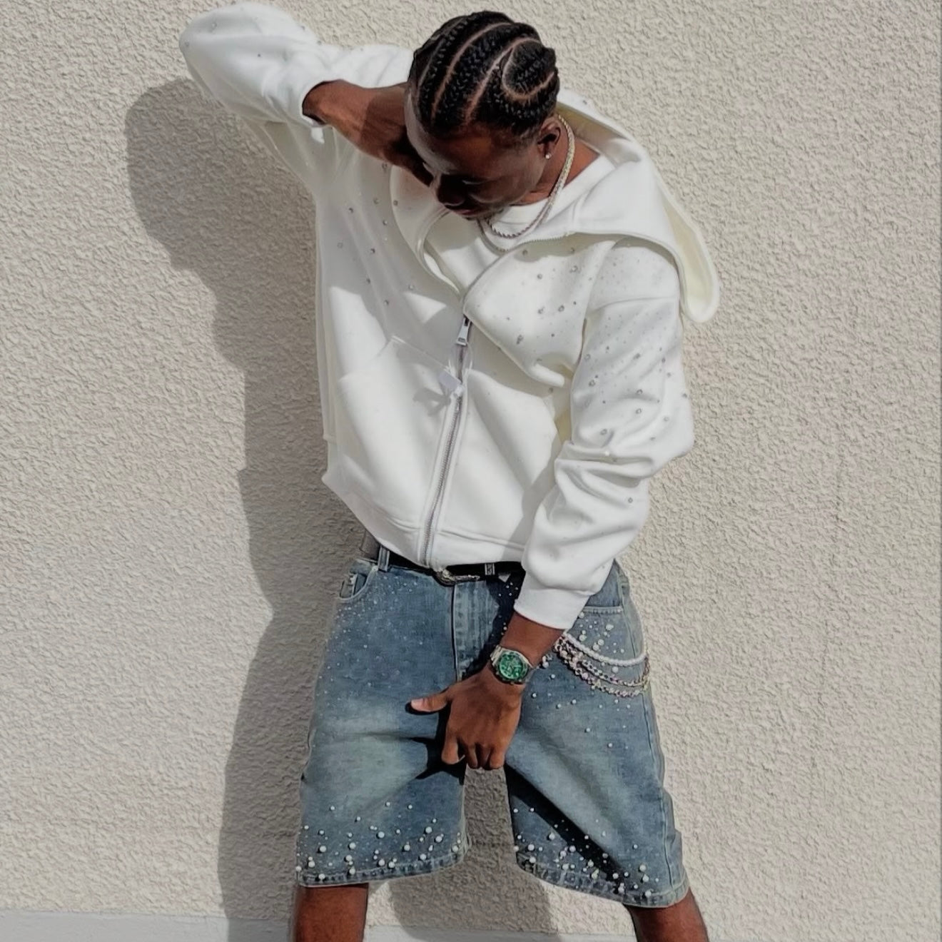 Rhinestone Pearl Jorts