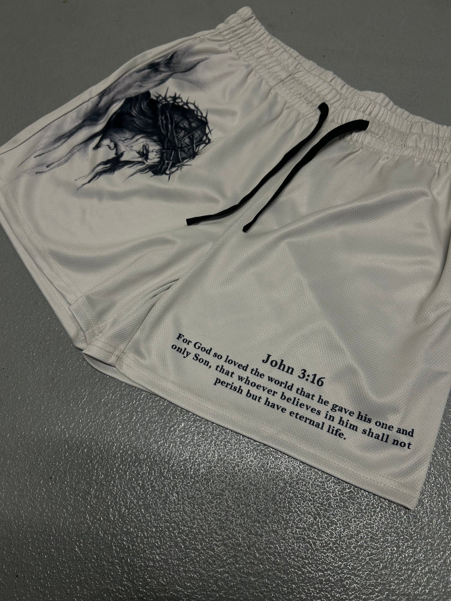Jesus Crucified Mesh Shorts - Gray